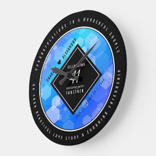 Reloj Redondo Grande Elegante 41° Aniversario del Boda de Topaz Azul