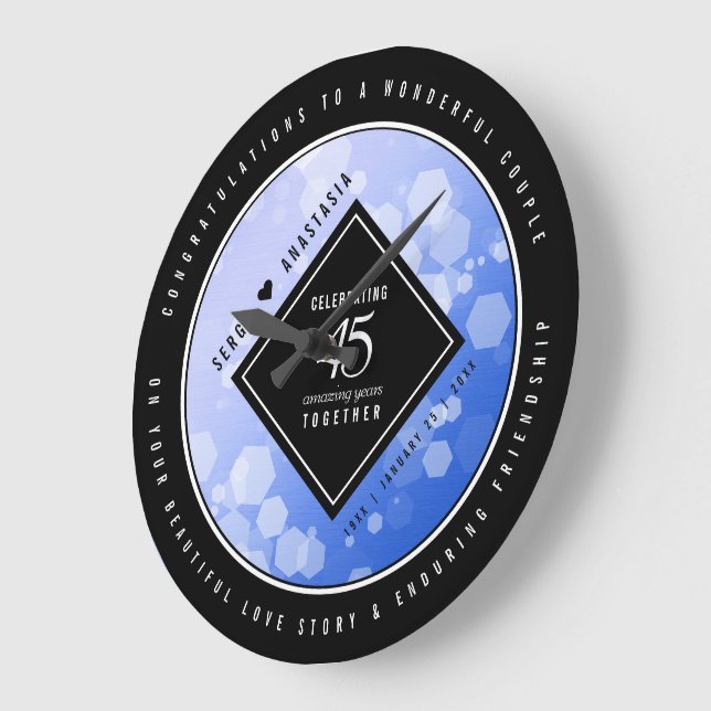 Reloj Redondo Grande Elegante 45° Aniversario del Boda de Sapphire (Ángulo)
