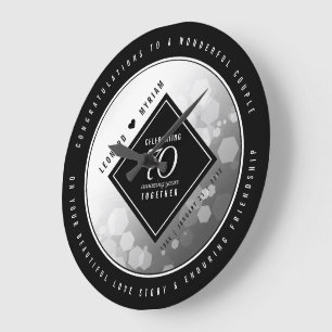 Reloj Redondo Grande Elegante 70° Aniversario del Boda Platino