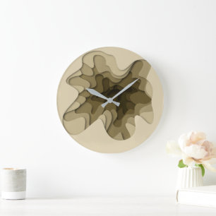 Reloj Redondo Grande Elegante abstracto ombre marrón