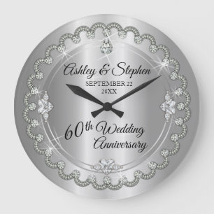 Reloj Redondo Grande Elegante aniversario del 60 aniversario del Boda d