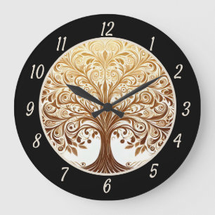 Reloj Redondo Grande Elegante Árbol de la Vida Espiritual Zen Yoga