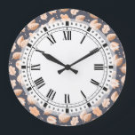 Reloj Redondo Grande Elegante Art Deco Cae Sale Del Patrón Otoño<br><div class="desc">Elegante estilo Art Déco patrón otoño de hojas caídas,  follaje en gris y oro.</div>