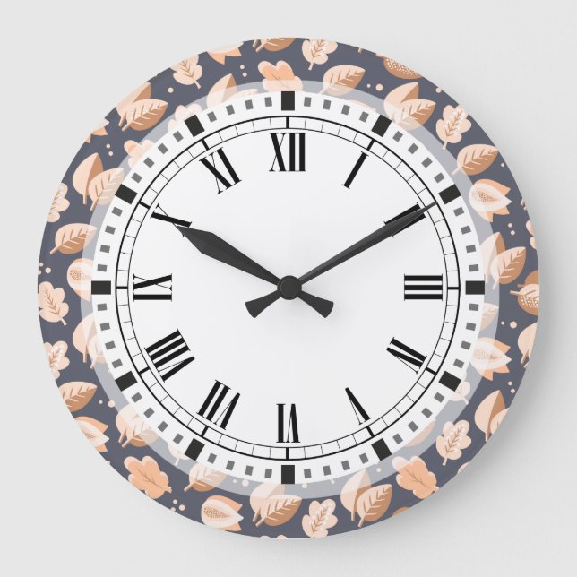 Reloj Redondo Grande Elegante Art Deco Cae Sale Del Patrón Otoño (Anverso)