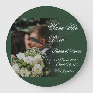Reloj Redondo Grande Elegante beso verde salva la fecha