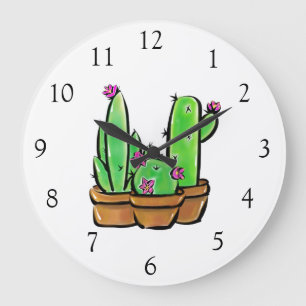 Reloj Redondo Grande Elegante boho Cactus cacti succulents
