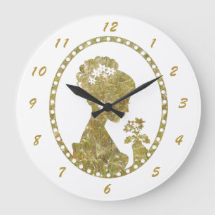 Reloj Redondo Grande Elegante Cameo de Oro Vintage