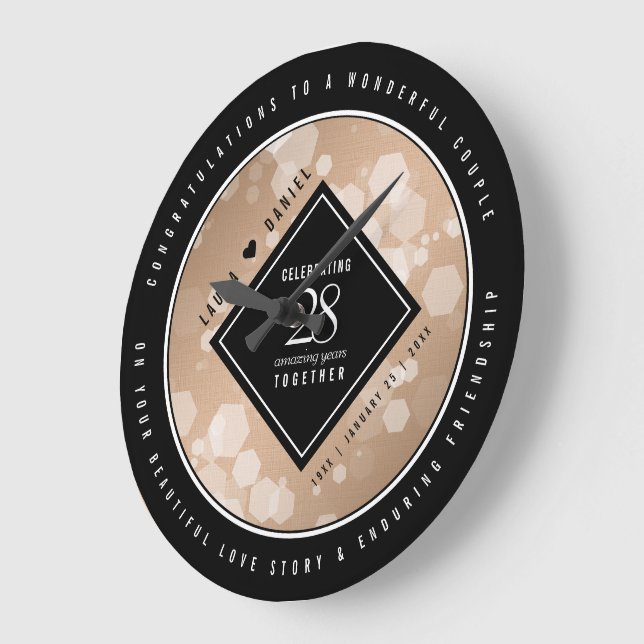 Reloj Redondo Grande Elegante celebración del 28º Aniversario del Boda  (Ángulo)