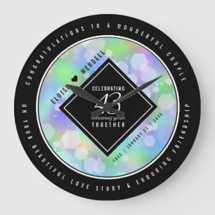Reloj Redondo Grande Elegante celebración del 43° Aniversario del Boda 
