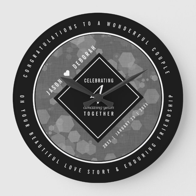 Reloj Redondo Grande Elegante celebración del cuarto aniversario de Bod (Anverso)