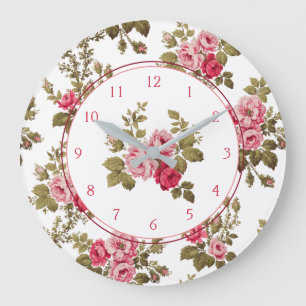 Reloj Redondo Grande Elegante color rosa rosa rosa-fondo blanco