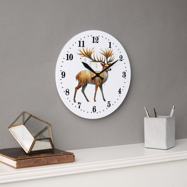 Reloj Redondo Grande Elegante deco deer de arte (Oficina)