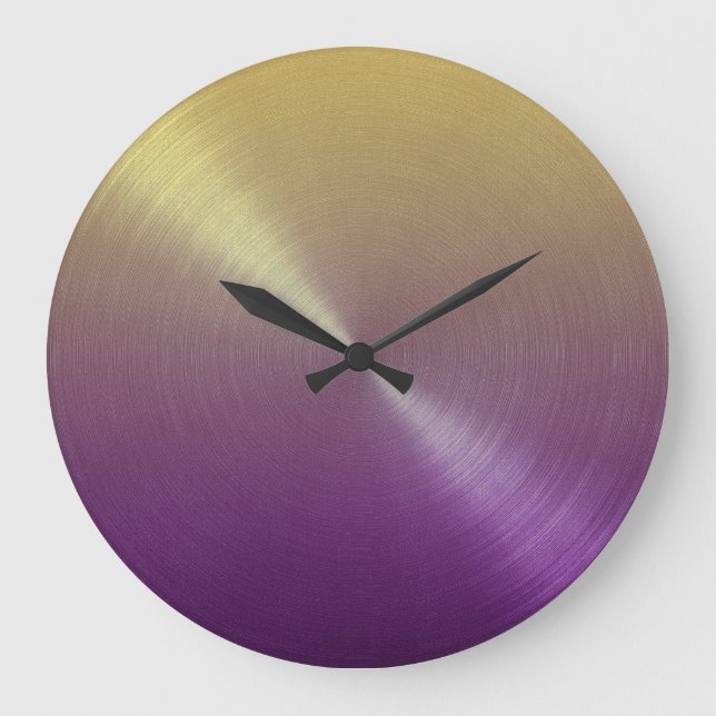 Reloj Redondo Grande Elegante degradado de morado a ocmbre de oro (Anverso)