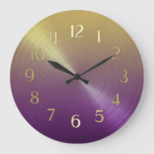 Reloj Redondo Grande Elegante degradado de morado a ocmbre de oro