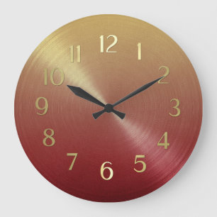 Reloj Redondo Grande Elegante degradado de rojo a naranja dorado