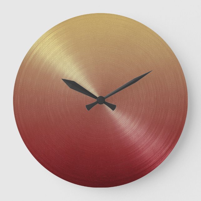 Reloj Redondo Grande Elegante degradado de rojo a naranja dorado (Anverso)