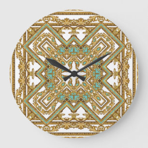 Reloj Redondo Grande Elegante diseño barroco dorado, ornamental.