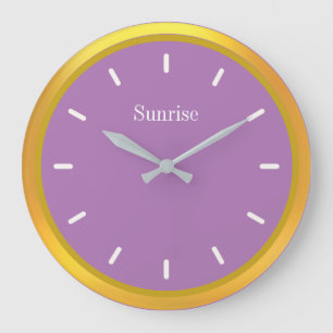 Reloj Redondo Grande Elegante dorado y violeta