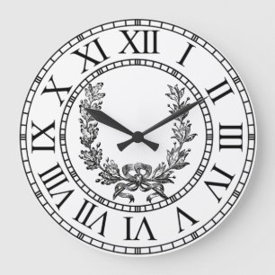 Reloj Redondo Grande Elegante estilo vintage francés Wreath Personalize