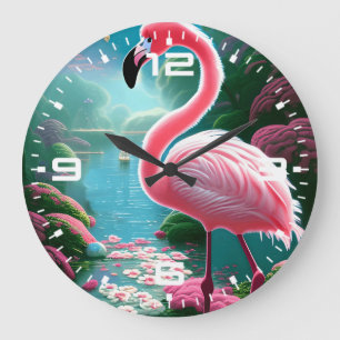Reloj Redondo Grande Elegante Flamingo Tropical-70852