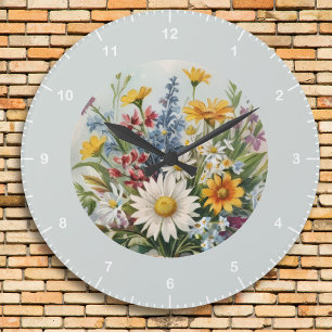 Reloj Redondo Grande Elegante Floral Granja