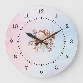 Reloj Redondo Grande Elegante floral Verde azulada moderna