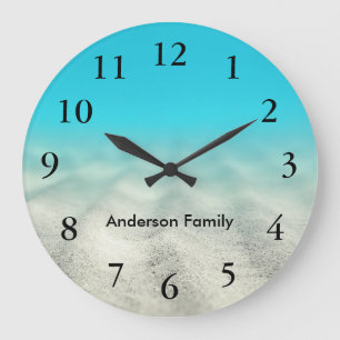 Reloj Redondo Grande Elegante foto submarina en números negros