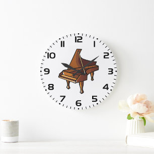 Reloj Redondo Grande Elegante Grand Piano Music Avers Design