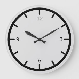 Reloj Redondo Grande Elegante gris plateado y negro