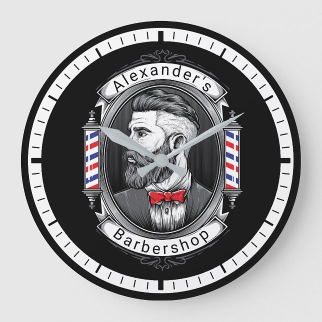 Reloj Redondo Grande Elegante hombre de barba de marco delgado (Anverso)