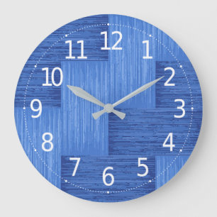 Reloj Redondo Grande Elegante ilustración de franjas rotas azul abstra