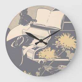 Reloj Redondo Grande Elegante jugador de piano