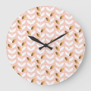 Reloj Redondo Grande Elegante Leafs de Oro: Rosy Vintage.