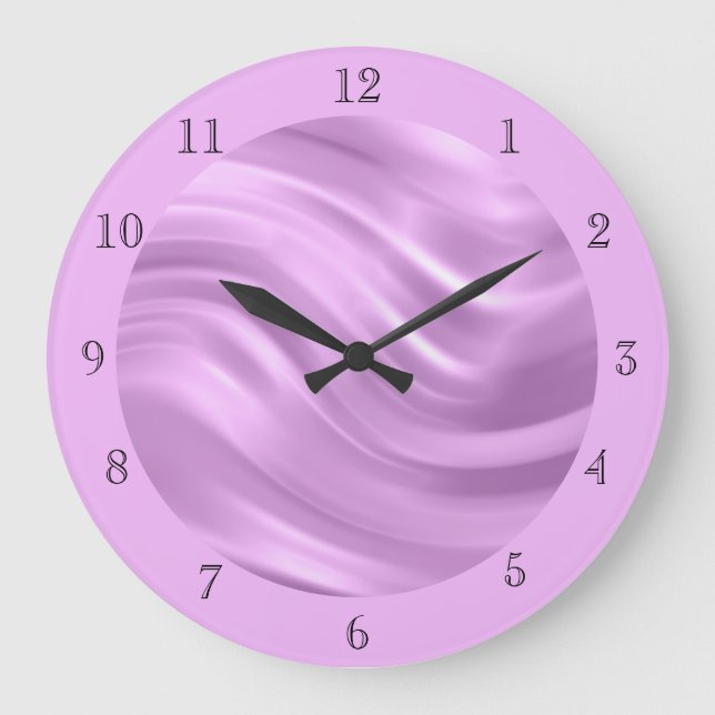Reloj Redondo Grande Elegante Lilac Purple Swirl Diseño Decorativo (Anverso)