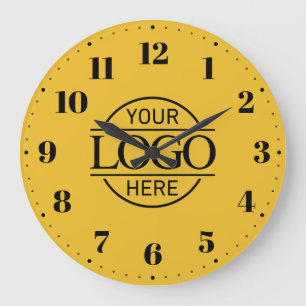 Reloj Redondo Grande Elegante Logotipo Empresarial de Marca Amarilla Pr
