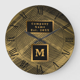Reloj Redondo Grande Elegante lujo oro Oro Ola Negra Monogramado