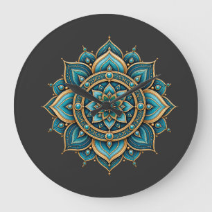 Reloj Redondo Grande Elegante Mandala Floral Geométrico Gráfico Des