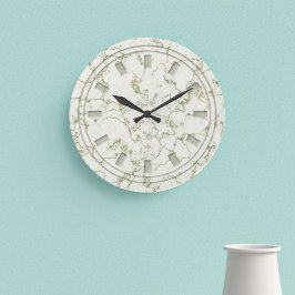 Reloj Redondo Grande Elegante Monograma de Mármol Sage Green Faux