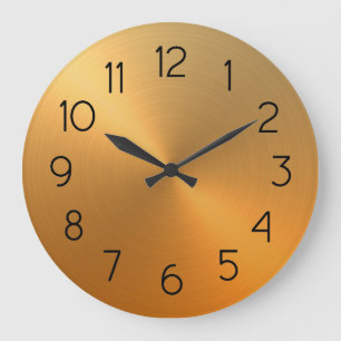 Reloj Redondo Grande Elegante Naranja al gradiente de Ombre dorado