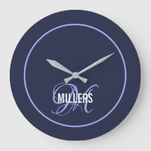 Elegante nombre de familia de monograma azul marin