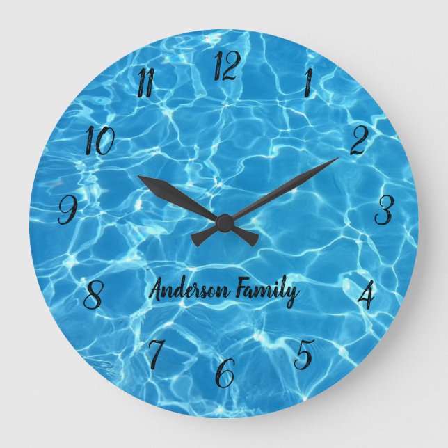 Reloj Redondo Grande Elegante números en masa negra personificados en e (Anverso)