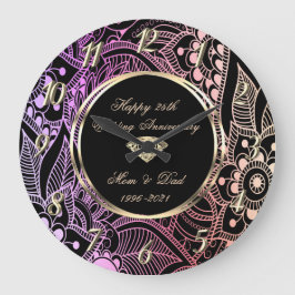 Reloj Redondo Grande Elegante Ombre Mandala 25º Aniversario Boda