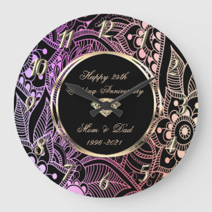 Reloj Redondo Grande Elegante Ombre Mandala 25º Aniversario Boda