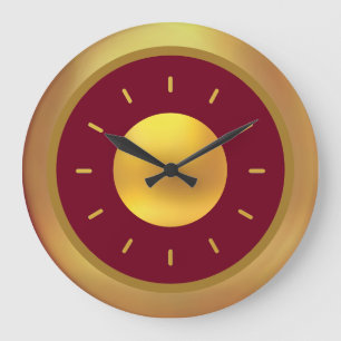 Reloj Redondo Grande Elegante oro y burdeos