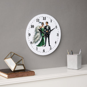 Reloj Redondo Grande Elegante pareja Art Déco