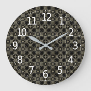 Reloj Redondo Grande Elegante Patrón De Baldosas De Estilo Art Deco Mo