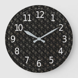 Reloj Redondo Grande Elegante patrón de Corazones y Claves de Oro Moder