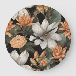 Reloj Redondo Grande Elegante patrón floral de inspiración egipcia