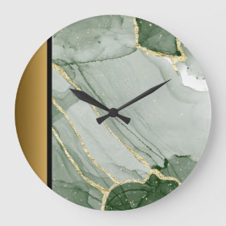 Reloj Redondo Grande Elegante patrón moderno de piedra de mármol verde