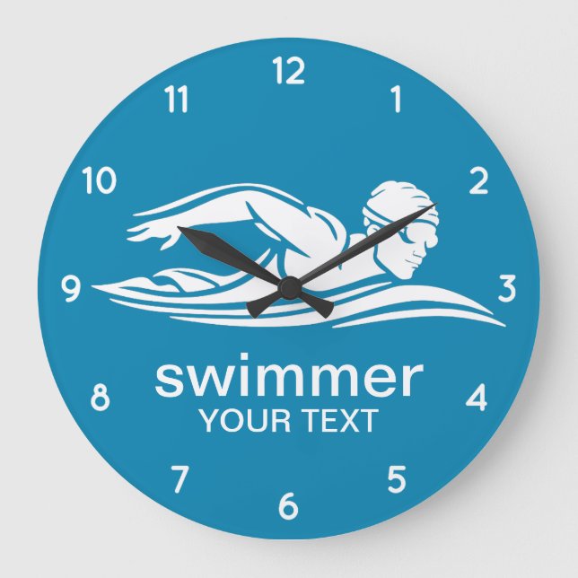 Reloj Redondo Grande Elegante Piscina Blanca Azul Piscina Agua (Anverso)